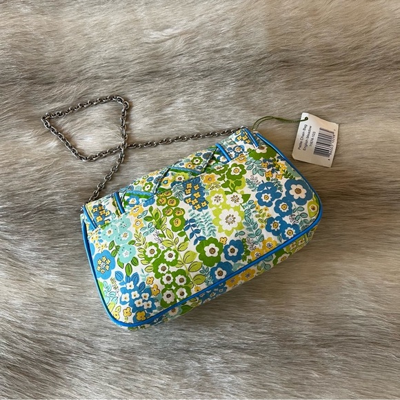 New VERA BRADLEY English Meadow 2011 Petite Chain Bag Clutch Blue Green Floral - Picture 3 of 15